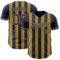 Custom Navy-Old Gold Classic Vertical Stripe Fluid Liquid Texture Authentic Baseball Jersey