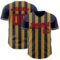 Custom Navy Red-Old Gold Classic Vertical Stripe Fluid Liquid Texture Authentic Baseball Jersey