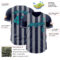 Custom Navy Teal-Gray Classic Vertical Stripe Fluid Liquid Texture Authentic Baseball Jersey