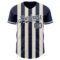 Custom Navy Cream-Cream Classic Vertical Stripe Fluid Liquid Texture Authentic Baseball Jersey