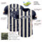 Custom Navy Cream-Cream Classic Vertical Stripe Fluid Liquid Texture Authentic Baseball Jersey