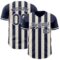 Custom Navy Cream-Cream Classic Vertical Stripe Fluid Liquid Texture Authentic Baseball Jersey