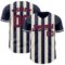 Custom Navy Crimson-Cream Classic Vertical Stripe Fluid Liquid Texture Authentic Baseball Jersey