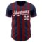 Custom Navy White-Crimson Classic Vertical Stripe Fluid Liquid Texture Authentic Baseball Jersey