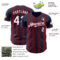 Custom Navy White-Crimson Classic Vertical Stripe Fluid Liquid Texture Authentic Baseball Jersey