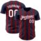 Custom Navy White-Crimson Classic Vertical Stripe Fluid Liquid Texture Authentic Baseball Jersey
