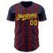 Custom Navy Gold-Crimson Classic Vertical Stripe Fluid Liquid Texture Authentic Baseball Jersey