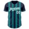Custom Navy White-Teal Classic Vertical Stripe Fluid Liquid Texture Authentic Baseball Jersey