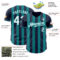 Custom Navy White-Teal Classic Vertical Stripe Fluid Liquid Texture Authentic Baseball Jersey
