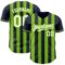 Custom Navy White-Neon Green Classic Vertical Stripe Fluid Liquid Texture Authentic Baseball Jersey