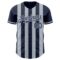 Custom Navy-Silver Classic Vertical Stripe Fluid Liquid Texture Authentic Baseball Jersey