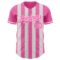 Custom Pink-White Classic Vertical Stripe Fluid Liquid Texture Authentic Baseball Jersey
