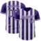 Custom Purple-White Classic Vertical Stripe Fluid Liquid Texture Authentic Baseball Jersey