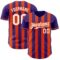 Custom Purple White-Orange Classic Vertical Stripe Fluid Liquid Texture Authentic Baseball Jersey