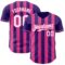 Custom Purple White-Pink Classic Vertical Stripe Fluid Liquid Texture Authentic Baseball Jersey