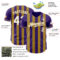 Custom Purple White-Old Gold Classic Vertical Stripe Fluid Liquid Texture Authentic Baseball Jersey