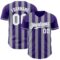 Custom Purple White-Gray Classic Vertical Stripe Fluid Liquid Texture Authentic Baseball Jersey