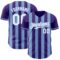 Custom Purple White-Light Blue Classic Vertical Stripe Fluid Liquid Texture Authentic Baseball Jersey