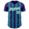 Custom Purple White-Teal Classic Vertical Stripe Fluid Liquid Texture Authentic Baseball Jersey