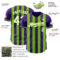 Custom Purple White-Neon Green Classic Vertical Stripe Fluid Liquid Texture Authentic Baseball Jersey