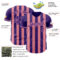 Custom Purple-Medium Pink Classic Vertical Stripe Fluid Liquid Texture Authentic Baseball Jersey