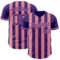 Custom Purple-Medium Pink Classic Vertical Stripe Fluid Liquid Texture Authentic Baseball Jersey