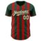 Custom Green Cream-Red Classic Vertical Stripe Fluid Liquid Texture Authentic Baseball Jersey