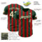 Custom Green Cream-Red Classic Vertical Stripe Fluid Liquid Texture Authentic Baseball Jersey