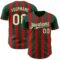 Custom Green Cream-Red Classic Vertical Stripe Fluid Liquid Texture Authentic Baseball Jersey