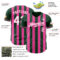 Custom Green White-Pink Classic Vertical Stripe Fluid Liquid Texture Authentic Baseball Jersey