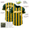 Custom Green White-Gold Classic Vertical Stripe Fluid Liquid Texture Authentic Baseball Jersey