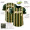 Custom Green White-Old Gold Classic Vertical Stripe Fluid Liquid Texture Authentic Baseball Jersey