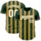 Custom Green White-Old Gold Classic Vertical Stripe Fluid Liquid Texture Authentic Baseball Jersey