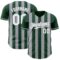 Custom Green White-Gray Classic Vertical Stripe Fluid Liquid Texture Authentic Baseball Jersey