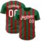 Custom Kelly Green White-Red Classic Vertical Stripe Fluid Liquid Texture Authentic Baseball Jersey