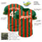 Custom Kelly Green White-Orange Classic Vertical Stripe Fluid Liquid Texture Authentic Baseball Jersey