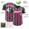Custom Kelly Green White-Pink Classic Vertical Stripe Fluid Liquid Texture Authentic Baseball Jersey