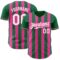Custom Kelly Green White-Pink Classic Vertical Stripe Fluid Liquid Texture Authentic Baseball Jersey
