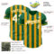 Custom Kelly Green White-Gold Classic Vertical Stripe Fluid Liquid Texture Authentic Baseball Jersey