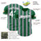 Custom Kelly Green White-Gray Classic Vertical Stripe Fluid Liquid Texture Authentic Baseball Jersey