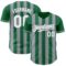 Custom Kelly Green White-Gray Classic Vertical Stripe Fluid Liquid Texture Authentic Baseball Jersey