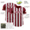 Custom Crimson-White Classic Vertical Stripe Fluid Liquid Texture Authentic Baseball Jersey