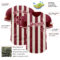 Custom Crimson Cream-Cream Classic Vertical Stripe Fluid Liquid Texture Authentic Baseball Jersey