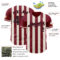 Custom Crimson Black-Cream Classic Vertical Stripe Fluid Liquid Texture Authentic Baseball Jersey