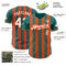 Custom Teal White-Orange Classic Vertical Stripe Fluid Liquid Texture Authentic Baseball Jersey