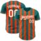 Custom Teal White-Orange Classic Vertical Stripe Fluid Liquid Texture Authentic Baseball Jersey