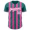 Custom Teal White-Pink Classic Vertical Stripe Fluid Liquid Texture Authentic Baseball Jersey