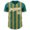 Custom Teal White-Old Gold Classic Vertical Stripe Fluid Liquid Texture Authentic Baseball Jersey