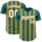Custom Teal White-Old Gold Classic Vertical Stripe Fluid Liquid Texture Authentic Baseball Jersey
