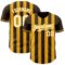 Custom Brown White-Gold Classic Vertical Stripe Fluid Liquid Texture Authentic Baseball Jersey